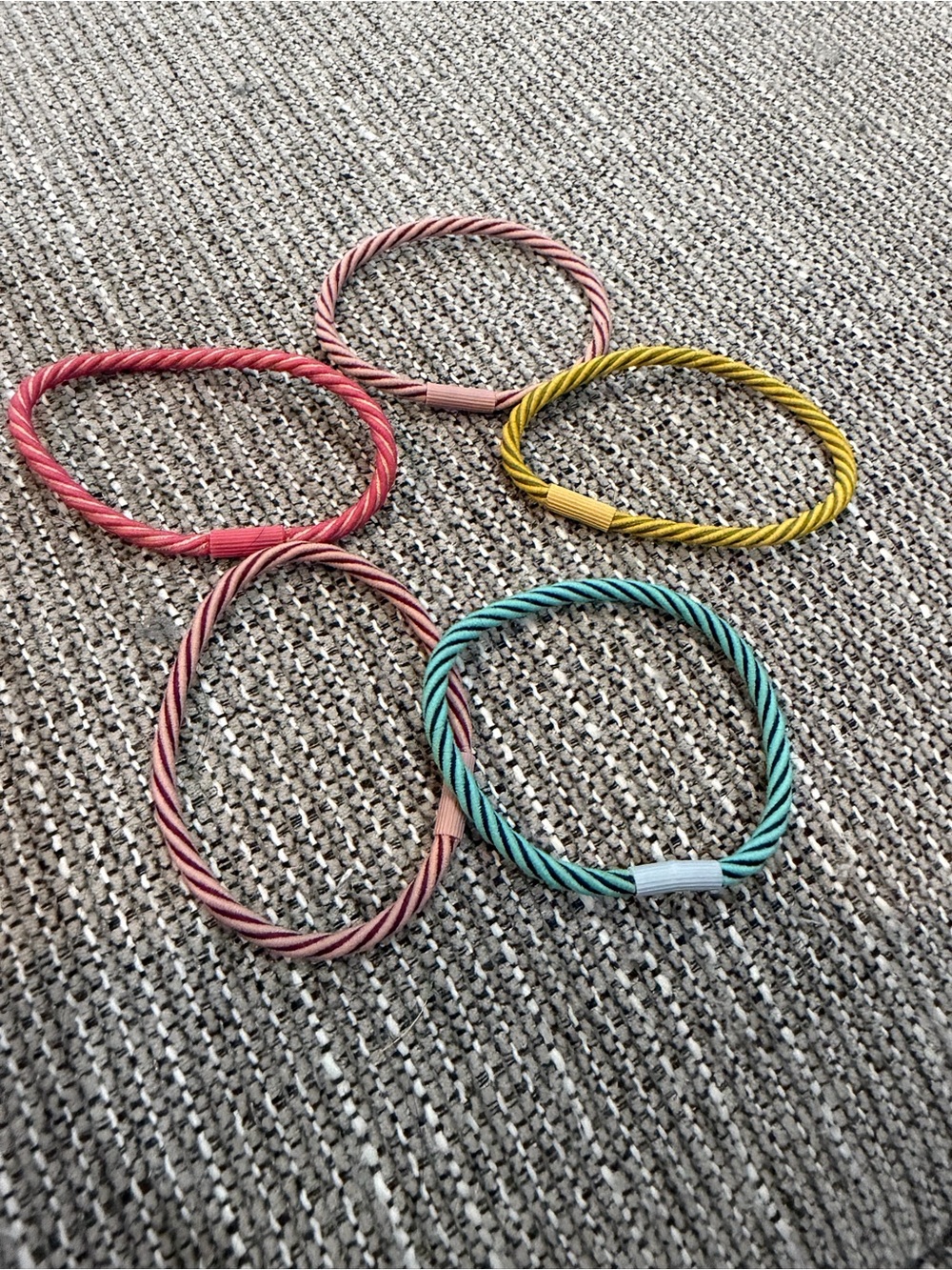 Twist Cable Hair Ties - Set of 5 (Pink, Coral, Yellow, Teal, Rose)